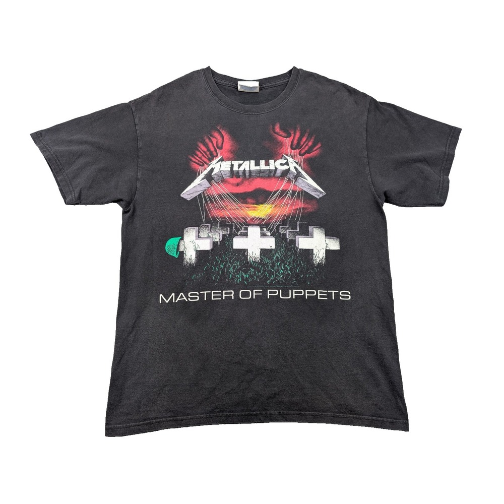 VTG Metallica Master of Puppets Track List Hanes Heavyweight T-Shirt Men Black